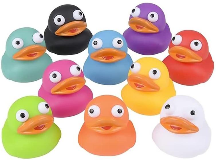 Imagem de The Dreidel Company Rubber Duck Eye Poppers, Squeeze to Quack, Toy Ass sortment Duckies for Kids, Bath Birthday Gifts Baby Showers Summer Beach and Pool Activity, 2" (10-Pack)