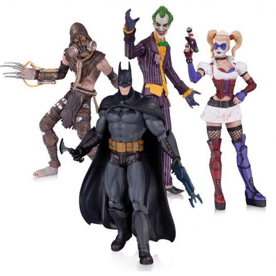 Imagem de The Joker, Harley Quinn, Batman and The Scarecrow ( Coringa, Arlequina e Espantalho ) - Batman: Arkham Asylum - DC Collectibles