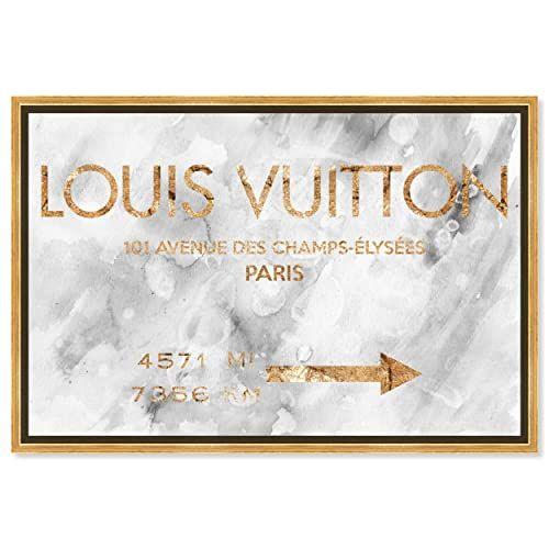 Imagem de The Oliver Gal Artist Co. Moda e Glam emoldurado Wall Art Canvas Prints 'Parisian Road Signs Home Décor, 36 "x 24", branco, moldura de ouro