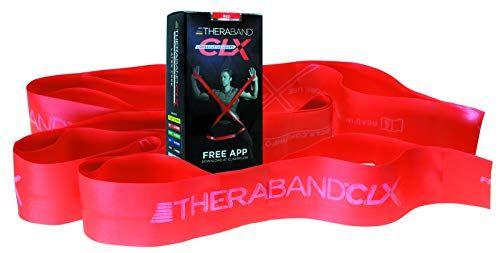 Imagem de TheRABAND CLX Resistance Band com Loops, Fitness Band for Home Exercise and Full Body Workouts, Portable Gym Equipment, Best Gift for Athletes, Individual 5 Foot Band, Red, Medium, Iniciante Nível 3