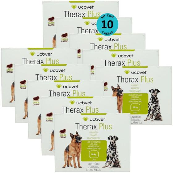 Imagem de Therax Plus 1320mg Com 4 comprimidos VermífugoUCBVET Kit Com 10