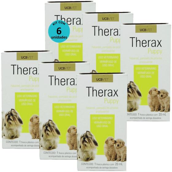 Imagem de Therax Puppy 20ml Vermífugo Para Cães ucbvet Kit Com 6