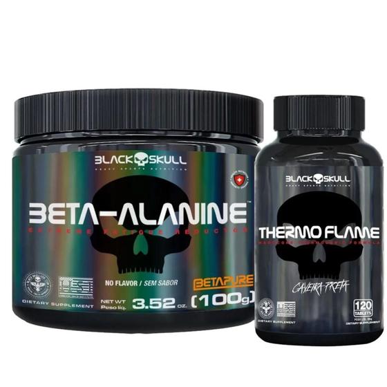 Imagem de Thermo Flame 120 Caps + Beta Alanina Pura 100g Black Skull