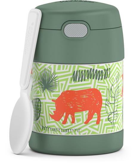 Imagem de THERMOS FUNTAINER 10 onças de aço inoxidável a vácuo isolado crianças frasco de alimentos com colher, Reino da selva