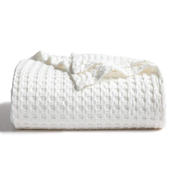 Imagem de Throw Blanket Bedsure Cooling Cotton Waffle Weave Ivory