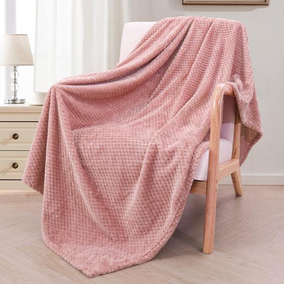 Imagem de Throw Blanket Exclusivo Mezcla Waffle texturizado rosa empoeirado 130 x 180 cm