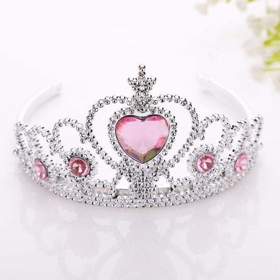 Imagem de Tiara Coroa Infantil Princesa Rainha Acessório de Cabelo Rosa Claro Pink e Azul Lilás Verde Amarelo  - 6 Unidades