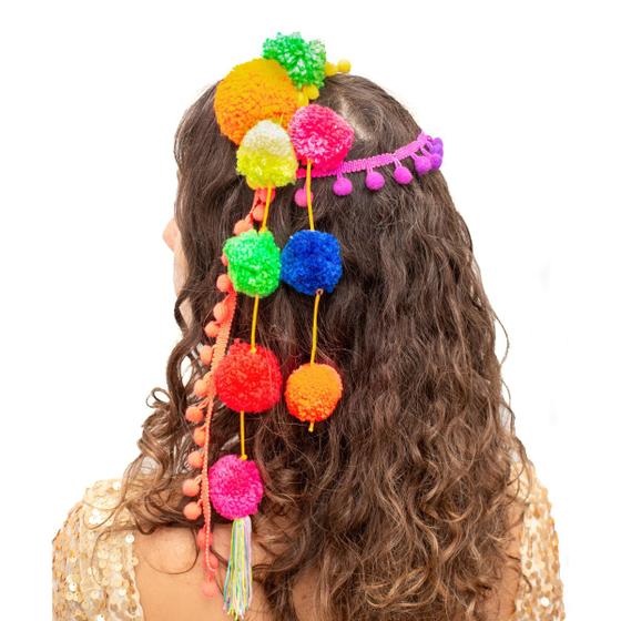 Imagem de Tiara de Carnaval Feminina Feita À Mão Diferenciada PomPom