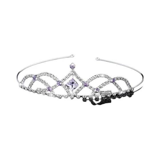 Imagem de Tiara de Cristal com Strass para Meninas - Coroa de Princesa para Casamento e Baile