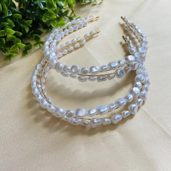 Imagem de Tiara Dupla com Perolas Arredondadas para Penteado