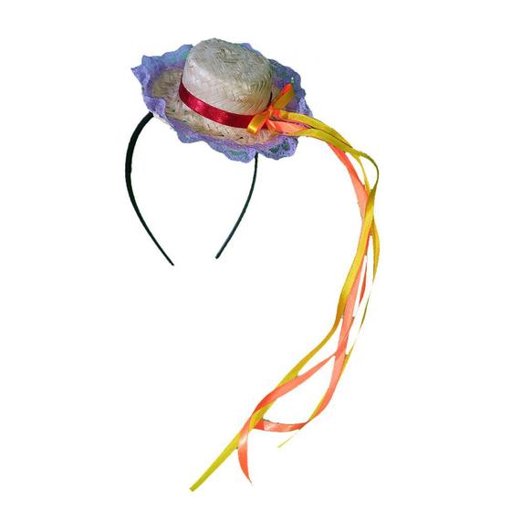 Tiara Junina com Chapeuzinho de Palha Colorida Extra Festas Tiara