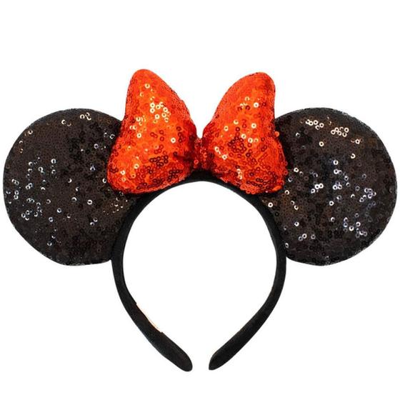 Imagem de Tiara Laço Vermelho Orelhas Minnie Lantejoulas - Disney