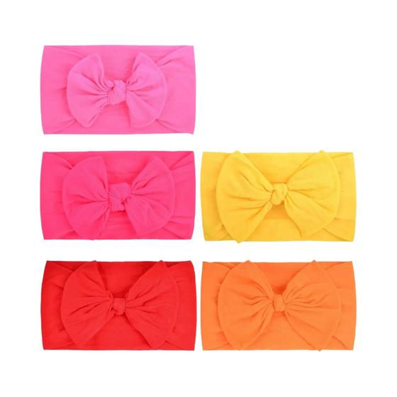 Imagem de Tiaras de Bebê - Conjunto com 5 Unidades de Nylon Super Macio e Elástico