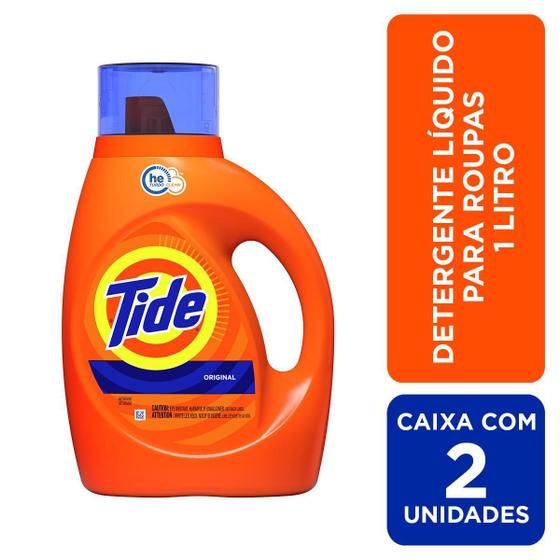 Imagem de Tide Detergente Liquido Para Roupas 1 L - Kit Com 2 Un