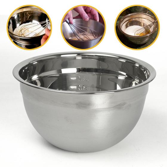 Imagem de Tigela Bowl Bacia De Inox Graduado Com Medidor Saladeira Profissional 18cm Multiuso