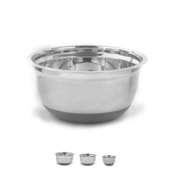 Imagem de Tigela Bowl Bacia Saladeira Inox Base em Silicone P M ou G