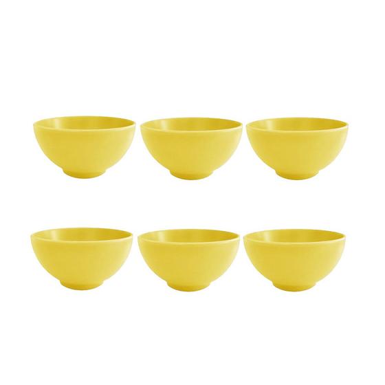 Imagem de Tigela Bowl Pote Sobremesa Jogo Amarelo Fosco Ceramica 6un