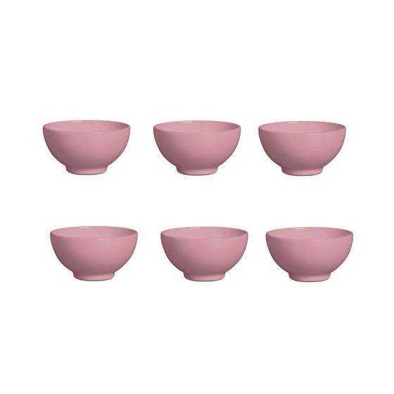 Imagem de Tigela Bowl Pote Sobremesa Jogo Rosa Fosco Ceramica 6un