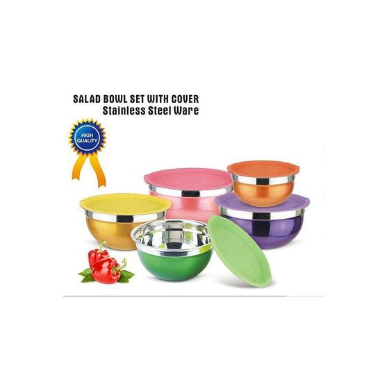 Imagem de Tigela com Tampa e Inox Colorido 5 peças