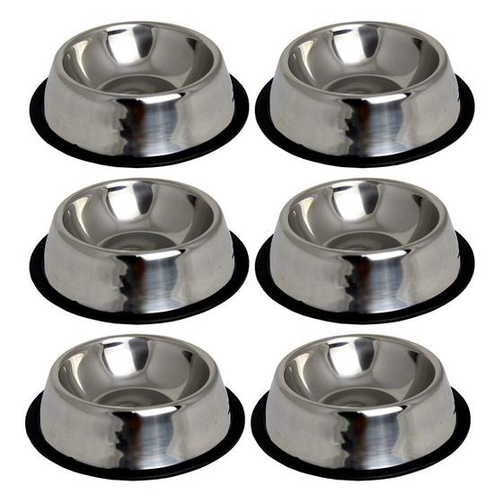 Imagem de Tigela Comedouro Inox 1.6L Para Cachorros Grande Porte 6 Unidades