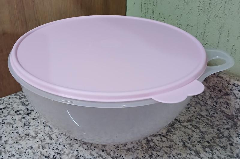 Imagem de Tigela Criativa 7,8L Peonia Translúcida e Tampa Rosa Tupperware