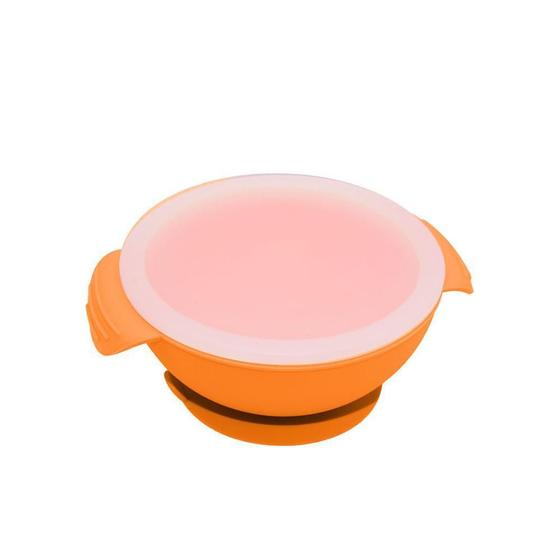 Imagem de Tigela De Silicone Com Base De Sucção E Tampa Orange