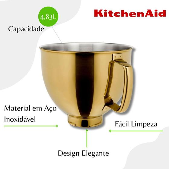 Imagem de Tigela em Aço Inox  Radiant Gold para Stand Mixer -  Kitchenaid -  KIQ08BY