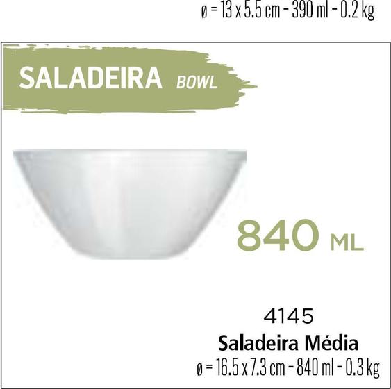 Imagem de Tigela Saladeira Bowl Média 840Ml Branca Marinex 03 Uni