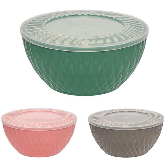 Tigela Saladeira De Plastico Redonda Bowl Colors Com Tampa Hermetica X Cm De Plastutti