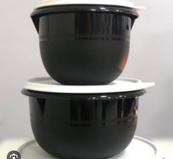 Imagem de Tigelas preta de batedeira tupperware black 2 peças de 2 l e 1l kit com 2 peças 