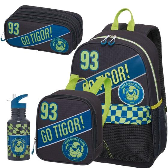 Imagem de TIGOR FC -  Mochila Costas + Lancheira + Estojo Triplo + Garrafa