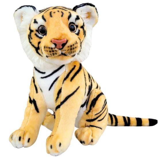 Imagem de Tigre de Pelúcia Realista Sentado 25cm Filhote Safari Nicho