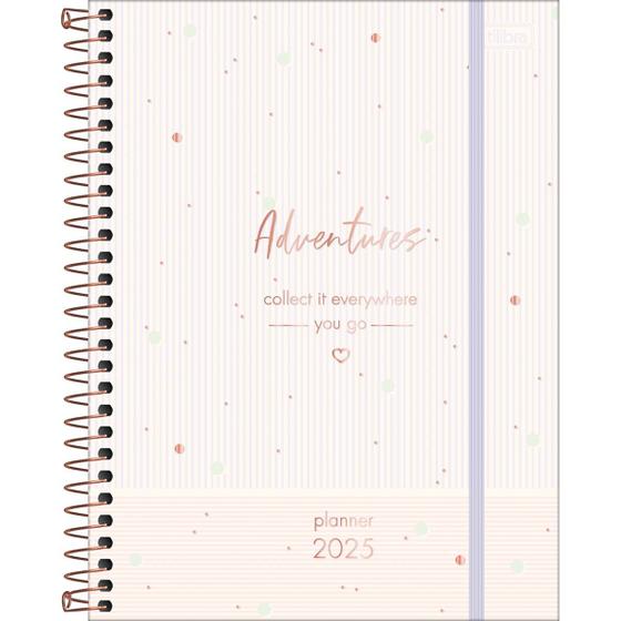 Imagem de Tilibra - Planner Espiral 17,7 x 24 cm Soho 90 G 2025 - Listras Lilás-Rosa Adventures