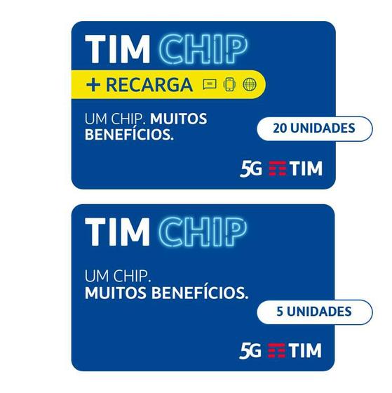 Imagem de TIM Chip Kit 25 unidades:  5 sem recarga e 20 com recarga