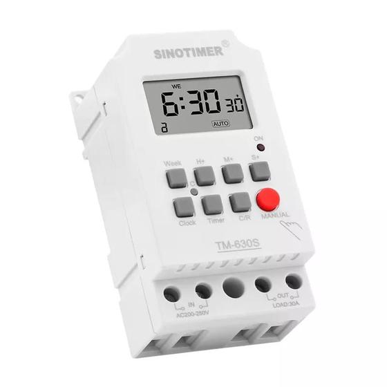 Imagem de Timer Digital Programador Horario Tm630a 127v 30a Din/painel