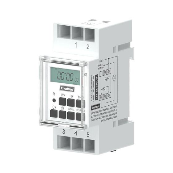 Timer Temporizador Digital 220V Trilho DIN Enerbras Plugs e