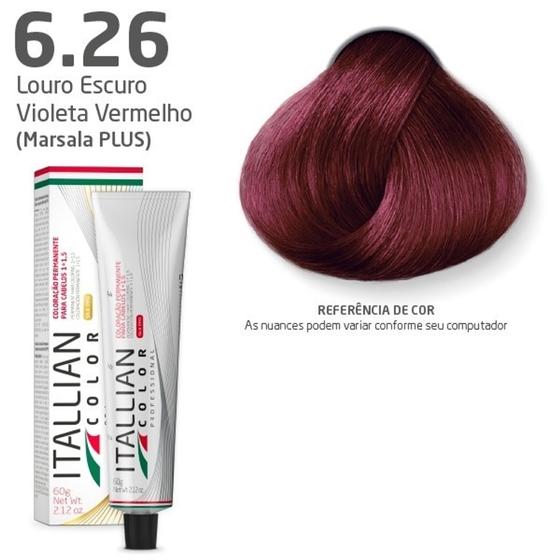 Imagem de Tinta 6.26 Itallian Color 60g Louro Escuro Viol VM Marsala - Itallian Hairtech