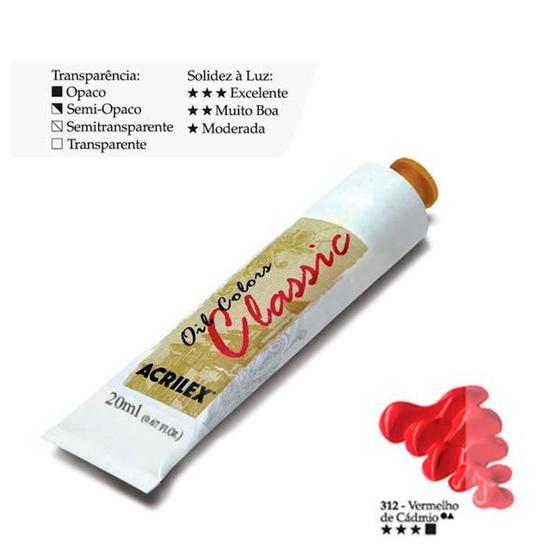 Imagem de Tinta a Oleo Classic 20ml Vermelho Cadmio 312 ACRILEX