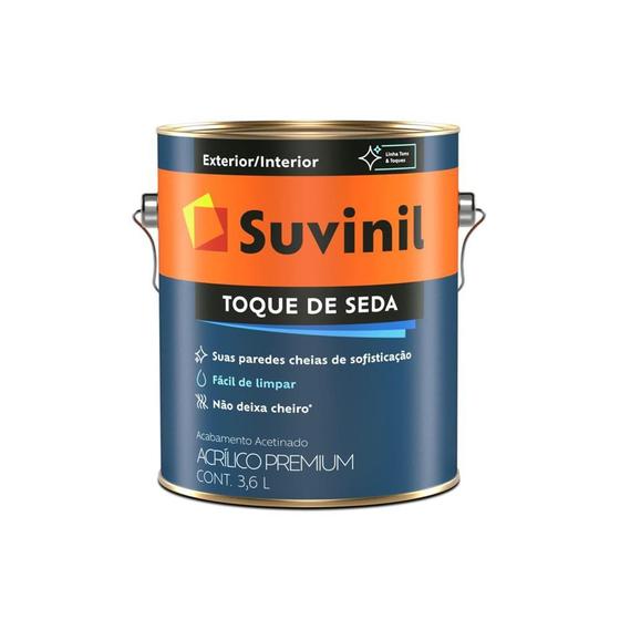 Tinta Acrílica Acetinado Toque de Seda Premium Suvinil 3,6L Menor preço em Tinta Acrílica Acetinado Toque de Seda Premium Suvinil 3,6L