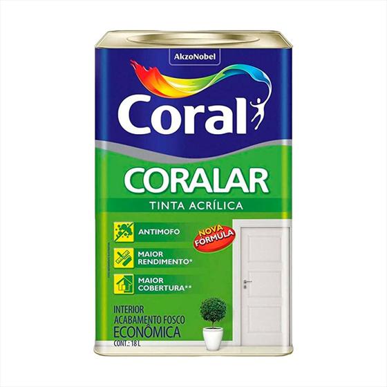 Tinta Acrílica Coralar Anti-mofo Fosco Interior 18 Litros Menor preço em Tinta Acrílica Coralar Anti-mofo Fosco Interior 18 Litros