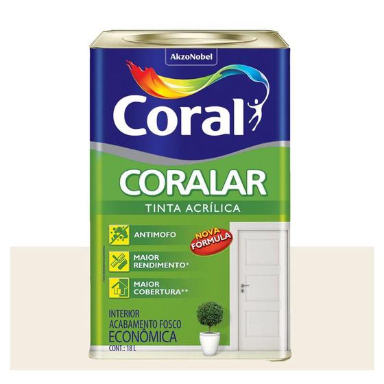 Tinta acrilica coralar branco 18l coral Menor preço em Tinta acrilica coralar branco 18l coral