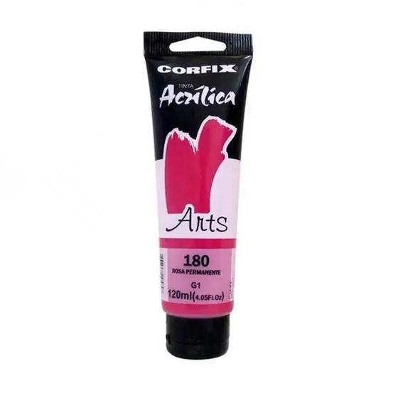 Imagem de Tinta Acrílica Corfix Arts 120ml Rosa Permanente 180 Gr 1