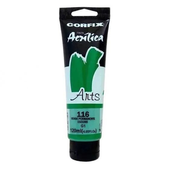 Imagem de Tinta Acrílica Corfix Arts 120ml Verde Perm. Esc. 116 Gr 1