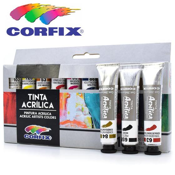 Tinta Acrílica Corfix - Estojo com 10 Bisnagas Menor preço em Tinta Acrílica Corfix - Estojo com 10 Bisnagas