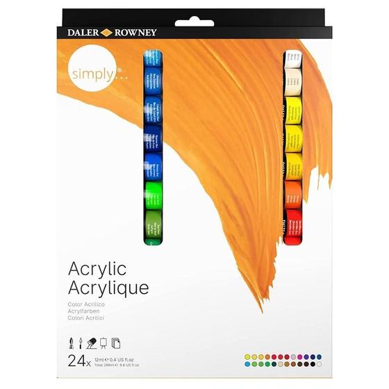 Imagem de Tinta Acrílica Daler Rowney Simply C/24 Cores De 12Ml