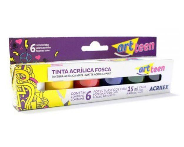 Imagem de Tinta Acrílica Fosca - Estojo Com 06 Cores 15Ml.