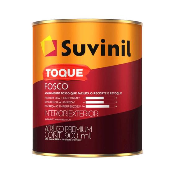 Imagem de Tinta Acrilica Fosca Premium Branco 900ml - Suvinil Toque Fosco - 64626