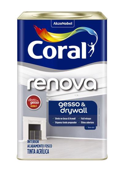 Imagem de Tinta Acrílica Fosca Renova Gesso & Drywall Branco - Coral