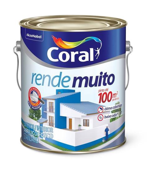 Imagem de Tinta Acrílica Fosco Coral Rende Muito Branco Galão 3,6L - Coral