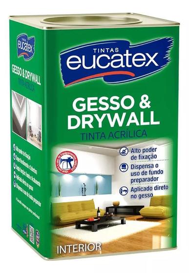 Tinta Acrílica Gesso e Drywall Eucatex 18 Litros Branco Menor preço em Tinta Acrílica Gesso e Drywall Eucatex 18 Litros Branco